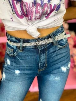 Disco Cowgirl Thin Belt - Silver