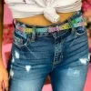 Disco Cowgirl Thin Belt - Rainbow