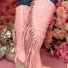 Long Live Cowgirls Fringe Boots - Light Pink