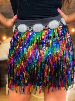Dancing Queen Multi Sequin Tiered Mini Skirt -Southern Fried Chics PhotoFeb162023 11219PM