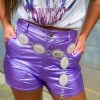 Must Be Metallic Purple Shorts