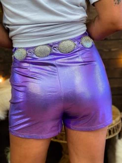 Must Be Metallic Purple Shorts -Southern Fried Chics PhotoFeb162023 125928PM