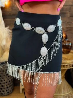 Wrapped In Rhinestones Mini Skirt - Black