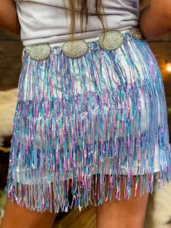 Electric Unicorn Sequin Fringe Skirt -Southern Fried Chics PhotoFeb162023 23608PM