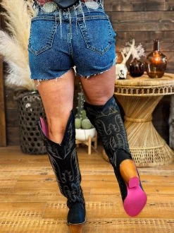 Black Knight — Knee High Leather Western Boots -Southern Fried Chics PhotoFeb232023 20206PM