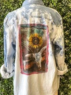 Skull And Sunflower Denim Shirt