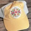 Circle Floral Yellow Hat -Southern Fried Chics PhotoFeb23 94954AM