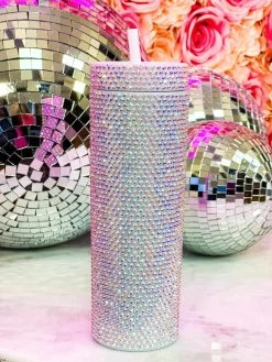 Sippin' Bling Tumbler - Silver Iridescent