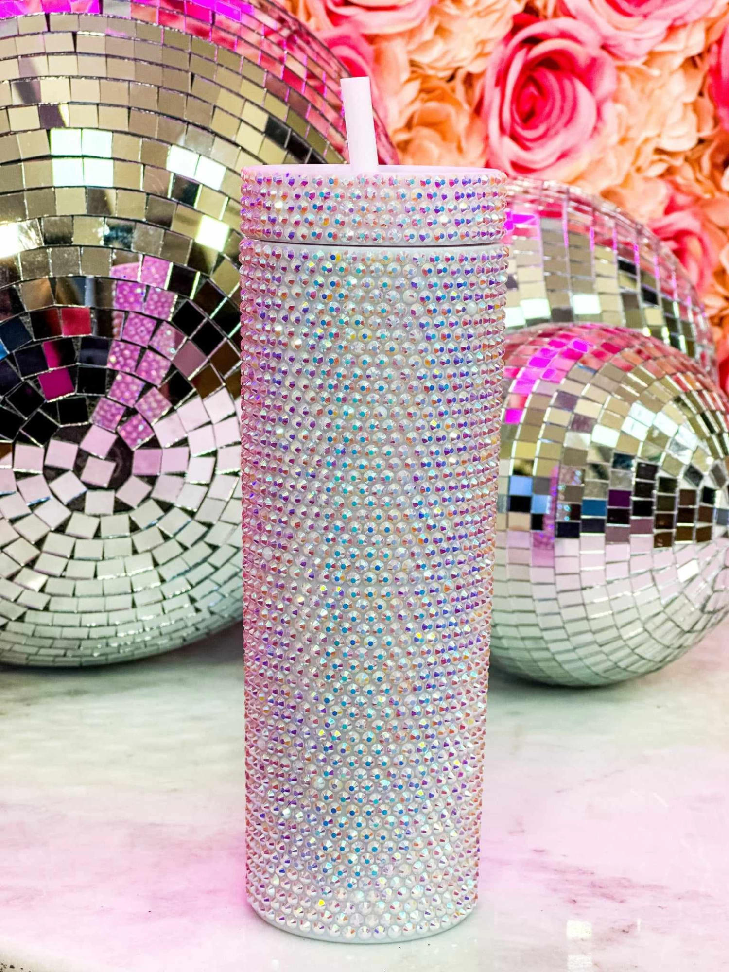 Sippin' Bling Tumbler - Silver Iridescent 3 Sippin' Bling Tumbler - Silver Iridescent