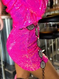 Neon Bandita Pink Sequin Skirt 7 Neon Bandita Pink Sequin Skirt -Southern Fried Chics PhotoJan122023 14040PM