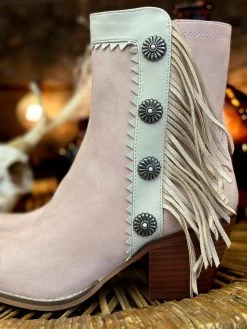 Givin Gizelle Fringe Booties - Pink -Southern Fried Chics PhotoJan182023 111334AM