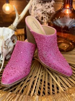 Priscilla In Pink Rhinestone Mules