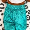 Turquoise Vetiver Velvet Shorts 2 Turquoise Vetiver Velvet Shorts -Southern Fried Chics PhotoJul06 51652PM