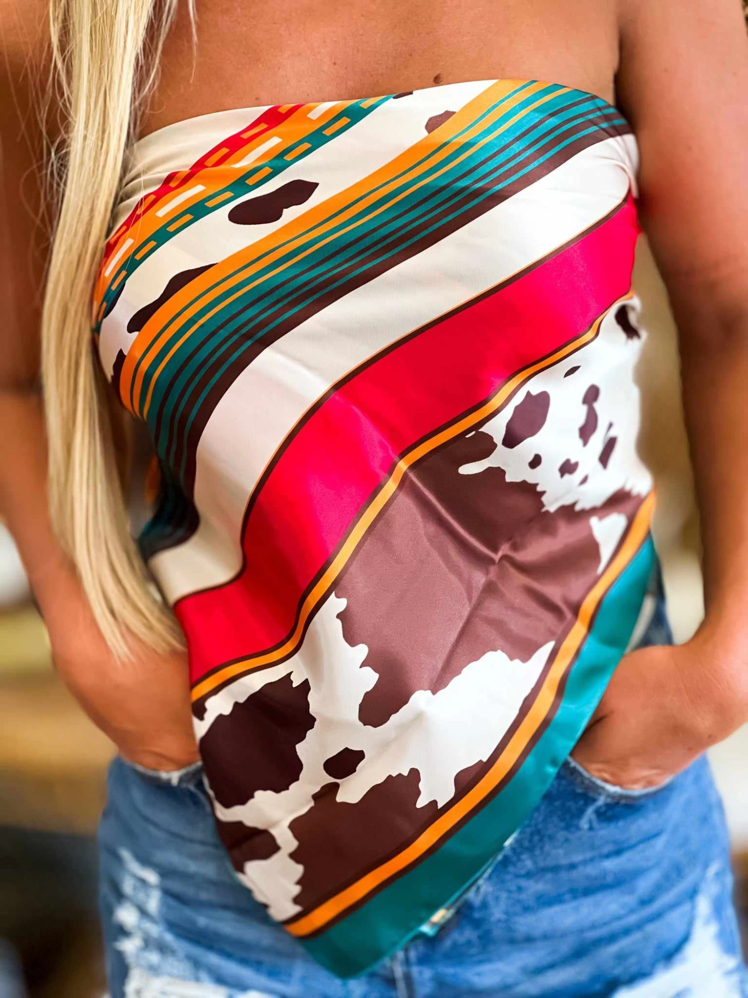 Conroe Cow Print Wild Rag 3 Conroe Cow Print Wild Rag