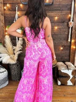 PREORDER I Do Forever Lace Jumpsuit - Pink -Southern Fried Chics PhotoJun012023 10306PM