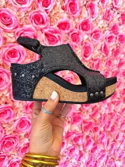 Glitter Culver Wedge - Black