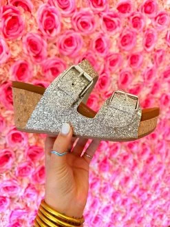 Glitter Glee Wedge Sandal - Champagne