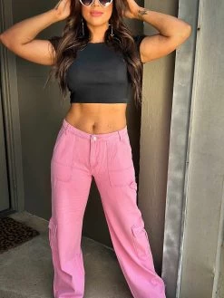 Stand By Me Cargo Pants - Pink -Southern Fried Chics PhotoJun012023 23312PM