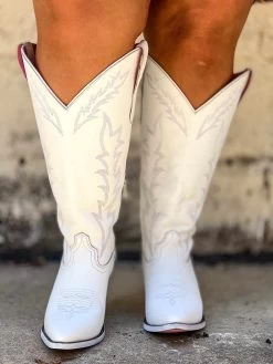 Loretta Boot - White - Wide Calf
