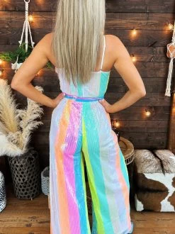PREORDER Neon Rainbow Sequin Jumpsuit -Southern Fried Chics PhotoJun062023 13503PM