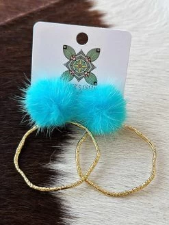 Hoop N Holler Gold Earrings - Blue