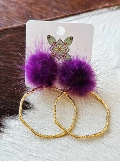 Hoop N Holler Gold Earrings - Plum