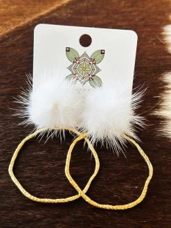 Hoop N Holler Gold Earrings - White