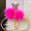 Hoop N Holler Gold Earrings - Hot Pink -Southern Fried Chics PhotoJun072023 115035AM