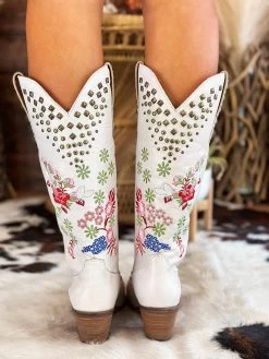 Poppy Studded Boot By Dan Post - White -Southern Fried Chics PhotoJun072023 30521PM