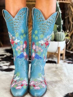 Poppy Studded Boot By Dan Post - Blue -Southern Fried Chics PhotoJun072023 31323PM