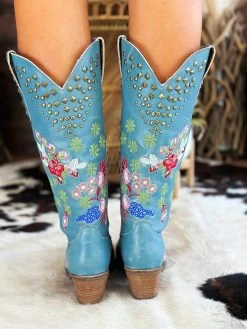 Poppy Studded Boot By Dan Post - Blue -Southern Fried Chics PhotoJun072023 31346PM