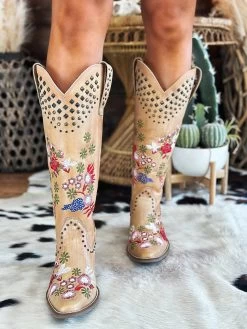 Poppy Studded Boot By Dan Post - Tan -Southern Fried Chics PhotoJun072023 32155PM