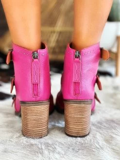 Ziggy Buckle Bootie By Dan Post - Fuchsia -Southern Fried Chics PhotoJun072023 33825PM