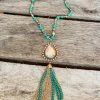 Shine So Bright Iridescent Oval Gold Crystal Turquoise Beaded Necklace -Southern Fried Chics PhotoJun08 110920AM