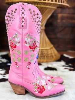 Poppy Studded Boot By Dan Post - Pink