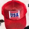 Retro USA Hat - Red Glitter -Southern Fried Chics PhotoJun152023 102805AM