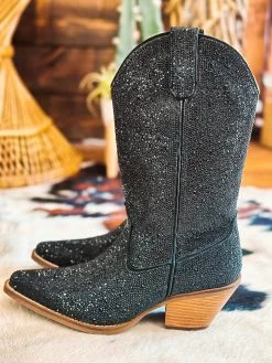 Silver Dollar Rhinestone Boot By Dan Post - Black