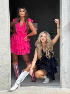 The Marsha Ruffle Organza Mini Dress - Black -Southern Fried Chics PhotoMar092023 24211PM