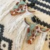 Turquoise And Cow Sassy Steer Fringe Vent Clip Freshie -Southern Fried Chics PhotoMar10 35817PM