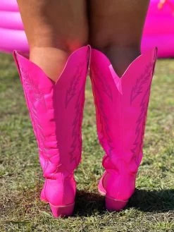 The Neon Cowgirl Wide Boots - Pink -Southern Fried Chics PhotoMar162023 111310AM
