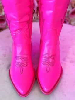 The Neon Cowgirl Boots - Pink -Southern Fried Chics PhotoMar212023 103807AM