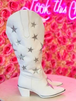 The Lainey Star Wide Boots - White -Southern Fried Chics PhotoMar212023 104107AM