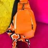 PREMIUM On The Go Orange With Multi Orange Strap Sling Bag -Southern Fried Chics PhotoMar212023 114555AM