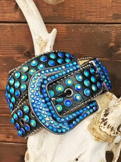 Rodeo Queen Bling Belt - Black And Blue