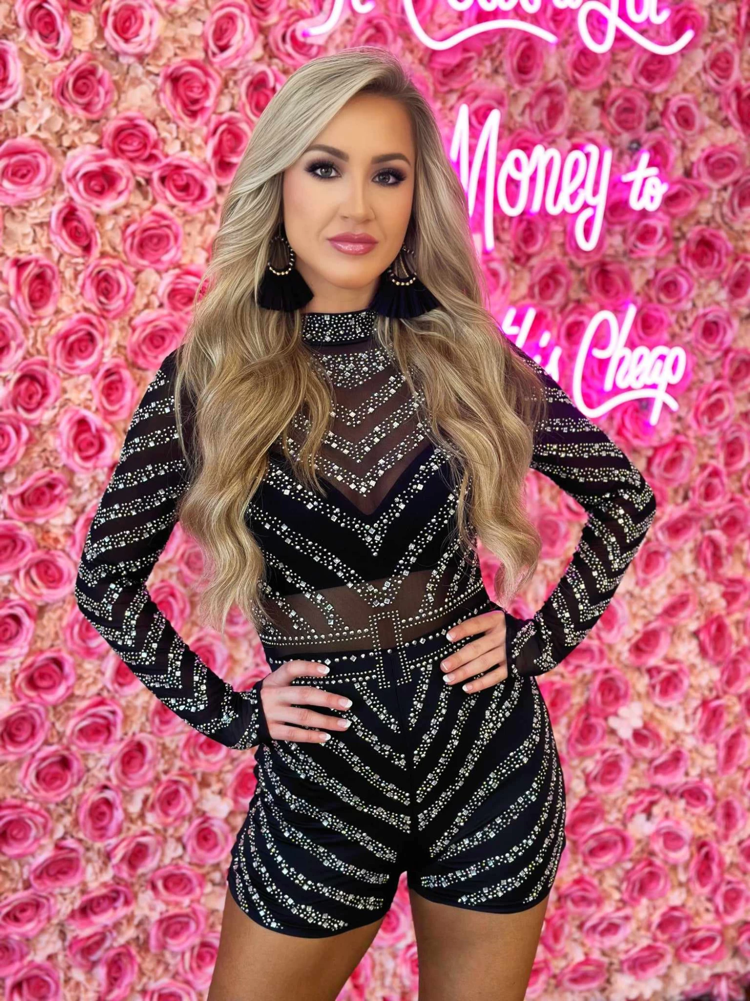 PREORDER The Main Event Mesh Rhinestone Romper 4 PREORDER The Main Event Mesh Rhinestone Romper - Image 2