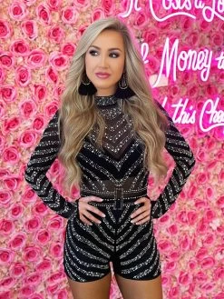 PREORDER The Main Event Mesh Rhinestone Romper 10 PREORDER The Main Event Mesh Rhinestone Romper -Southern Fried Chics PhotoMay102023 10352PM