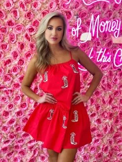 Boot Scootin Into Summer Dress - Red