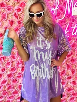 It's My Birthday Sequin Shimmer Tunic Dress