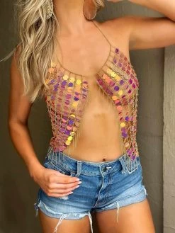 Risky Business Sequin Top - Iridescent Pink -Southern Fried Chics PhotoMay252023 31032PM
