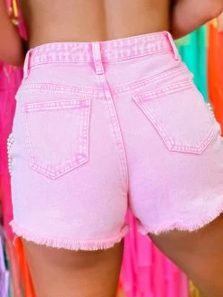 Center Stage Rhinestone And Pearl Shorts - Pink -Southern Fried Chics PhotoMay252023 34837PM